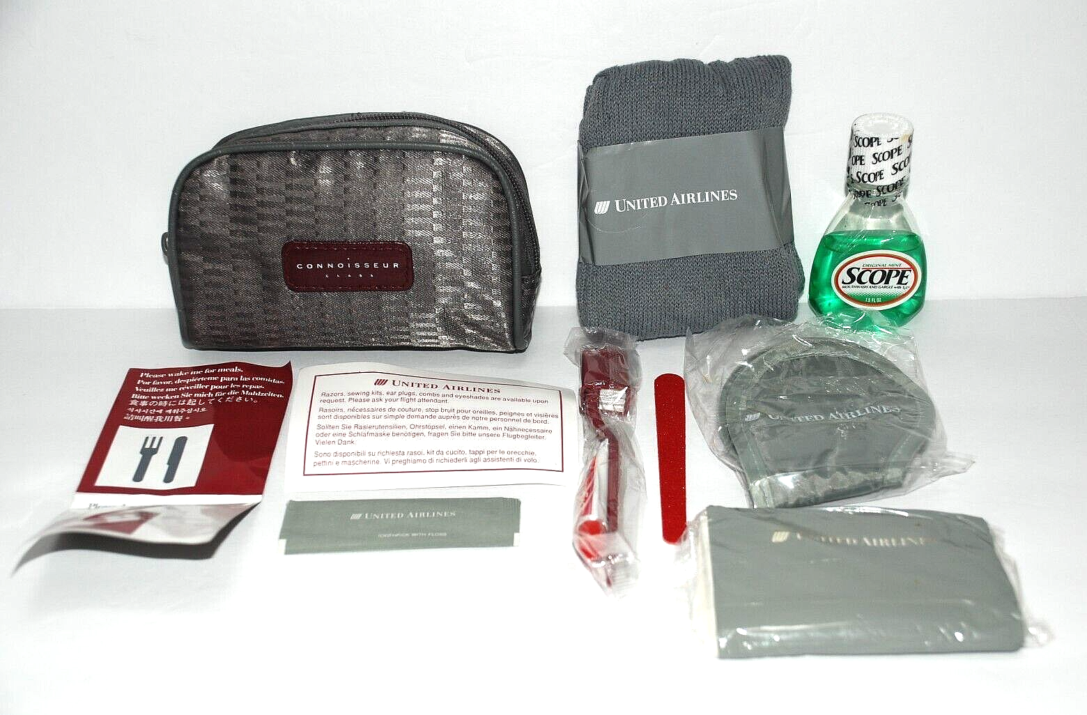 UNITED Airlines Connoisseur Class 1991 Amenity Kit Travel Toiletry Bag