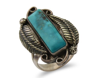Navajo Handmade Ring 925 Silver Natural Turquoise Native Artist C.80's