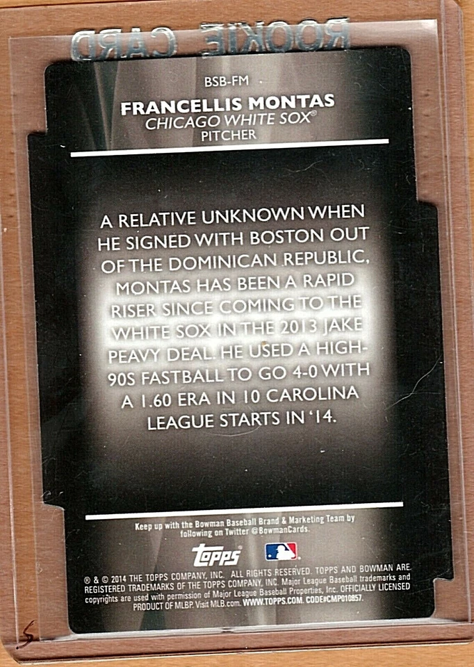 2014 bowman chrome "FRANKIE MONTAS" DIE CUT, REFRACTOR,"bowman scouts breakouts" - Image 2 of 2