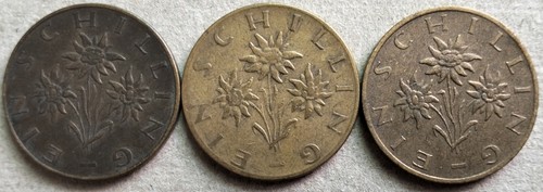 Austria 3 pcs 1 Schilling coin (1968, 1978 & 1986) - Picture 2 of 2