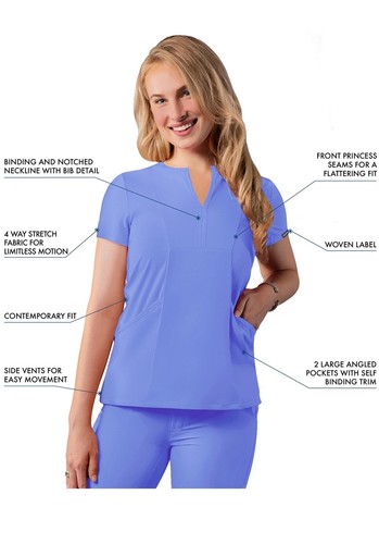 Adar Addition Scrubs For Women - Notched V-Neck Scrub Top - Picture 93 of 147