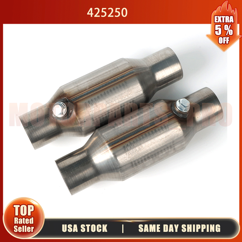 2pcs 2.5" Universal High Flow Performance Catalytic Converter Stainless Weld-on