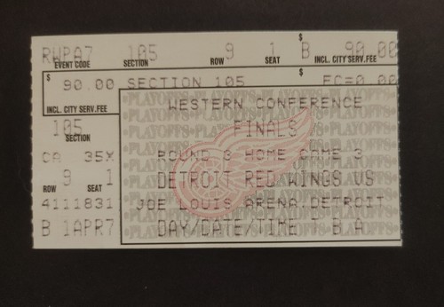 1997 DETROIT RED WINGS STANLEY CUP PLAYOFF PROGRAM TICKET STUB LINEUP SHEET - Picture 2 of 4