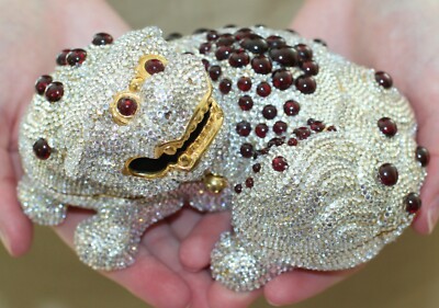 Judith Leiber Chinese Ming Foo Dog GARNET GEM Gold Minaudiere