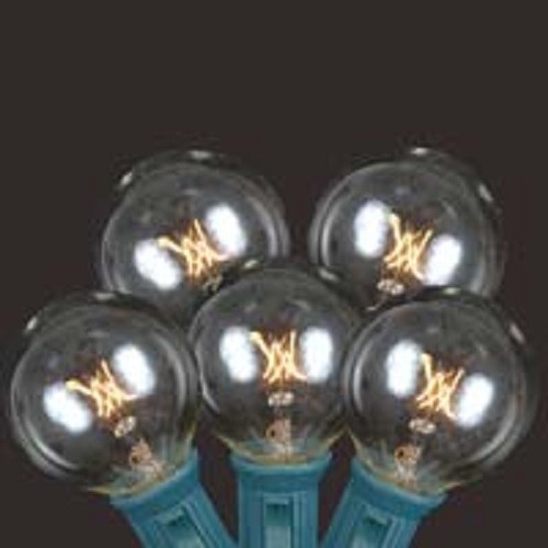 SIVAL G40 GLOBE PARTY LIGHT STRING SET, 50 LIGHTS, 50 ft., GRN CORD, CLEAR BULBS - Picture 1 of 2