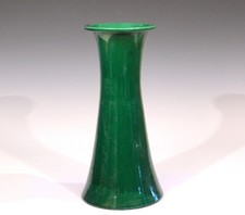 Antique Awaji Pottery Organic Green Large Monochrome Art Nouveau Vase 14