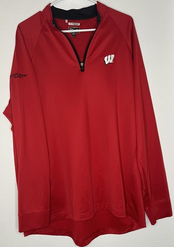 Maglione Wisconsin Badgers Adidas Climawarm 1/4 Zip Manica Lunga Rosso Taglia Large