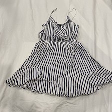 Express Dress Womens Medium Sundress Mini Sleeveless Blue White Striped 