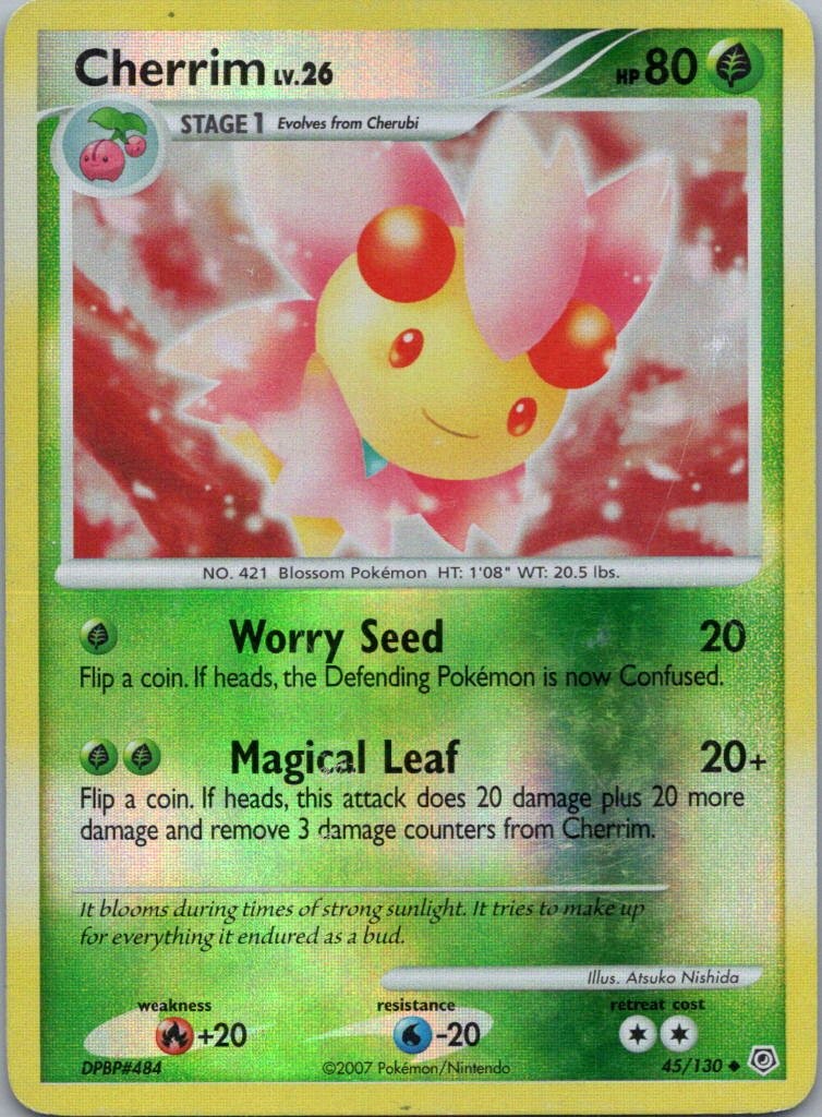 Pokemon TCG Cherrim 45/130 Diamond Pearl Rev Holo LP