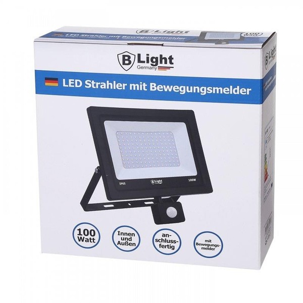 Led Strahler/Fluter 100W Mit Bewegungsmelder B-Light 6500 Kelvin (Kaltweiß)-image