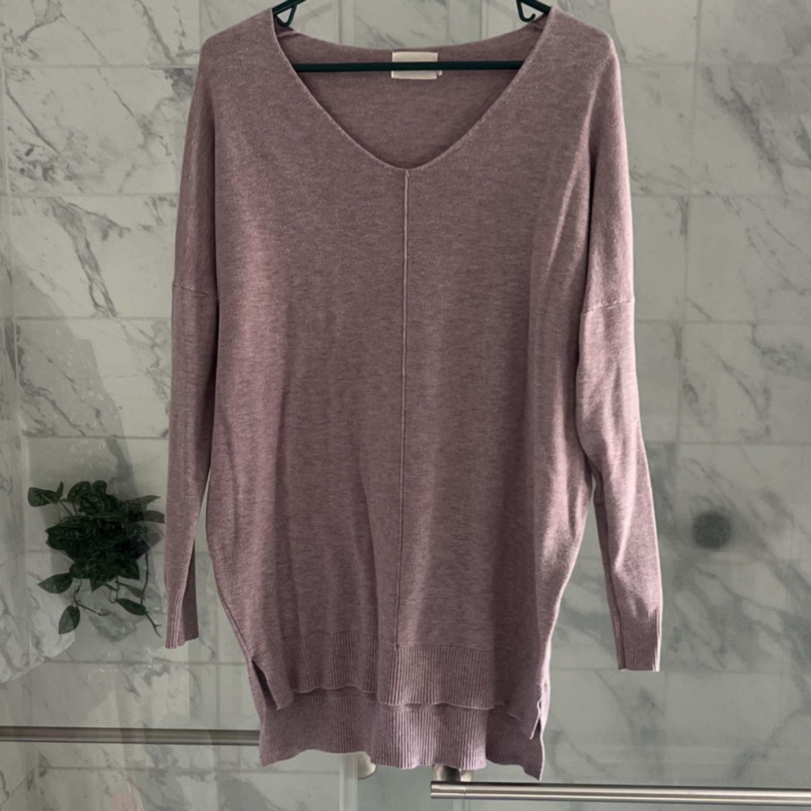 Dreamers Mauve Knit V-Neck Pullover Sweater M/L Long Sleeve