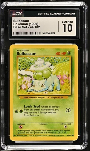 CGC 10 Bulbasaur 44/102 Base Set Pokemon 1999
