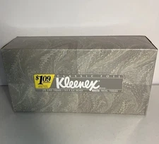 Vintage 1987 Silver Kleenex Tissue 175 2-ply NOS Classic Foil Movie Prop Box