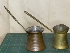 2 Antique brass cezve turkish coffee pots Pot