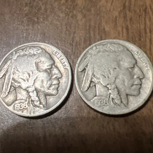 1936 P&D Set 5C Buffalo Nickel Full Date , Words And Rim Actual Coin, Good Deal