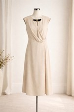 Lauren Ralph Lauren Cream Wrap Dress Size 16 Sleeveless Elegant NWT