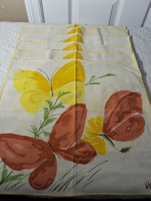 Vera Neumann Napkins Colorful Butterflies Vintage Set Of 6 READ
