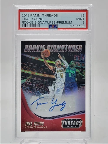 TRAE YOUNG 2018 THREADS ROOKIE AUTOGRAPH PREMIUM RC AUTO /195 PSA 9 Q2264