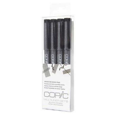 Multiliner Broad Pigment Based Ink 4-Piece Set MLBBROAD Markers Drawing Art