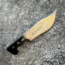 ORIGINAL WWII WW2 US Marine Corps Navy Guam Souvenir Knife Pin Badge