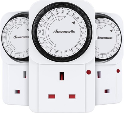 DEWENWILS Zeitschaltuhr Steckdose UK, 24 Stunden programmierbare Energiesparleuchte... 