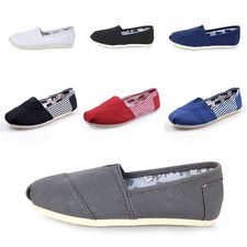 TOMS Unisex Canvas Slip On Loafers Casual Flat Shoes UK Sizes 3-10 Solid Colour