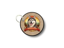 Porte cles clefs imprime chien bord brodé husky sibérien