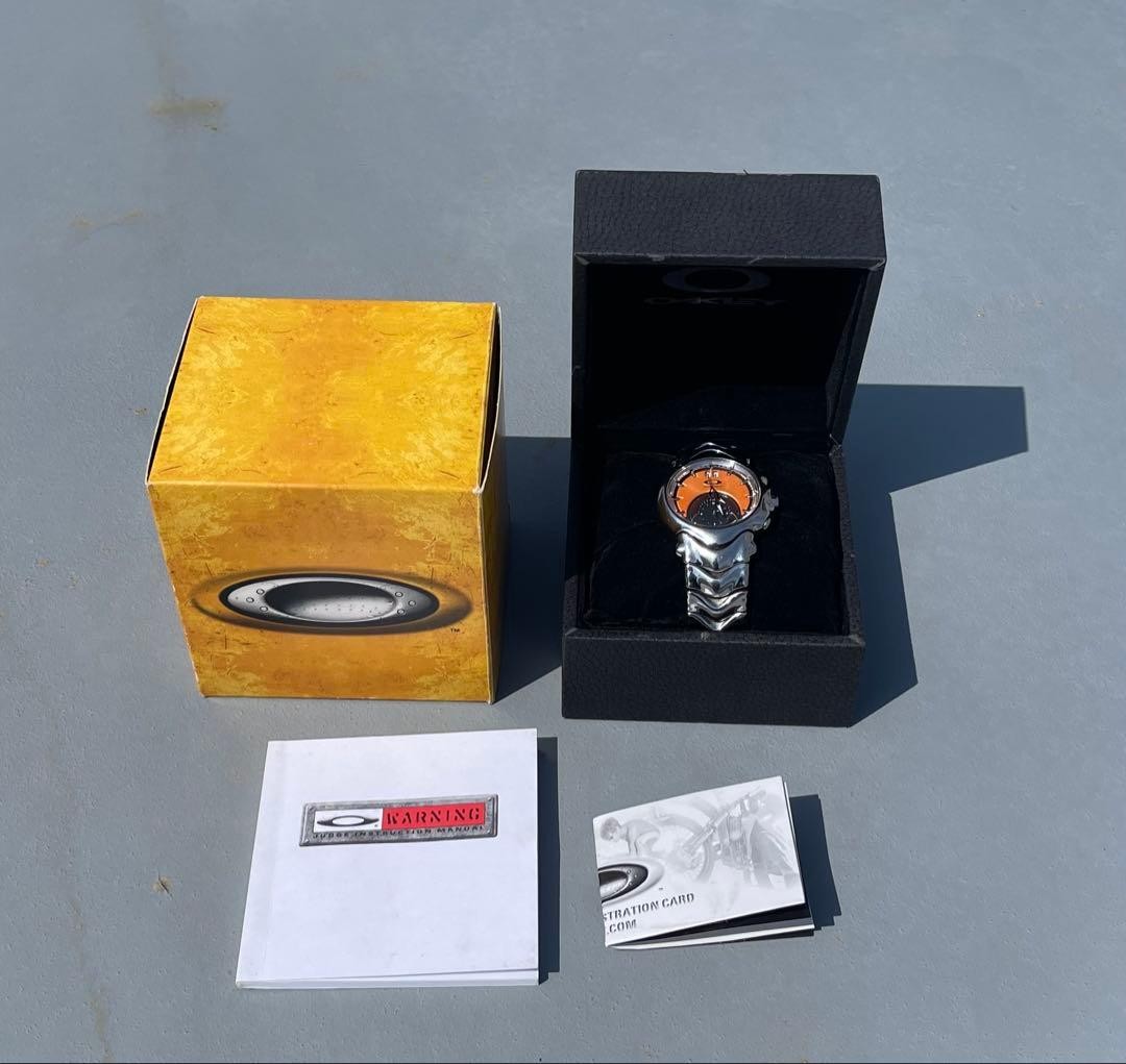 OAKLEY Judge Rare Orange Dial Stainless Steel Silver Strap Men's