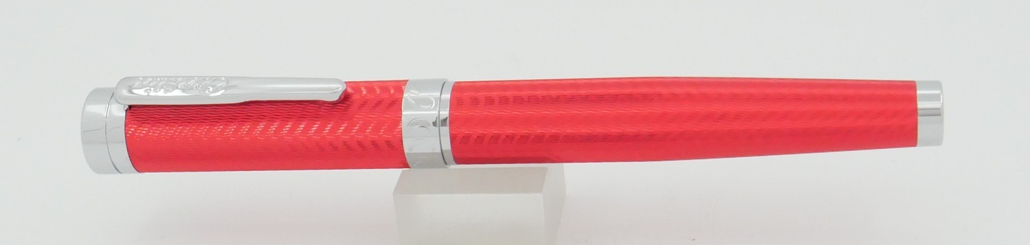 Conklin Herringbone Red & Chrome Fountain Pen - Extra Fine Nib - New in Box