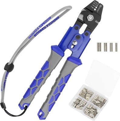 Crimping Tool Kit 10.6in Fishing Crimping Pliers with 140pcs Double Barrel Sl.