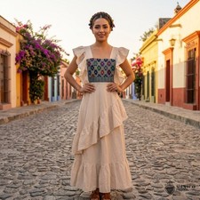 (COLOR) Vestido Tradicional Jalisco Una Pieza - Ropa Folclórica Mexicana (Talla 16)