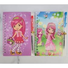 2 Spiral Pocket Notebook/Pen Strawberry Shortcake Princess 4x5.5" Journal Diary