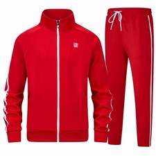 Men's Tracksuits Set Long Sleeve Causal Full Zip Running Sports Sweatsuits Tr...