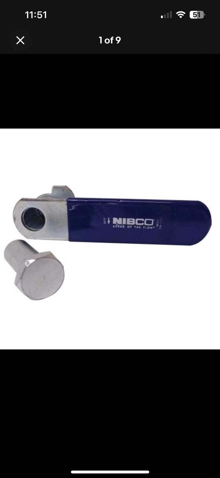 NIBCO T025124-FG Extension Lever Handle for 1-1/4 to 2-Inch Series 585 Ball Valve