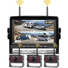 Wireless RV Trailer 7" DVR Monitor 3x 1080P RearView Camera BSD Backup for Truck
