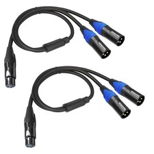 2Pack XLR Y Splitter Cable Female to Dual Male Balanced Audio