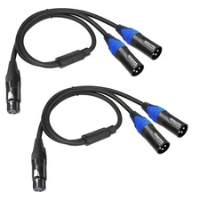 2Pack XLR Y Splitter Cable Female to Dual Male Balanced Audio