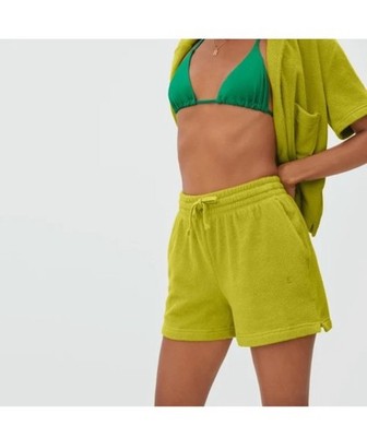 Everlane Chartreuse Green Key Lime High Rise The Terry Cloth Short Lounge Size S