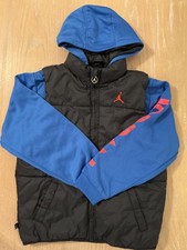 Jordan Puffer Jacket Boys 10-12 Black Blue Hooded Quilted Insulated Winter