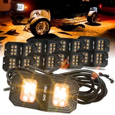 8 Pods Quick Connect Amber Rock Lights, 18 Wide Angle Chips, 4M 8Pcs amber