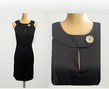 Michael Kors Black Dress W/Keyhole & Gold Logo button $159 Dress Size 4 NWOT