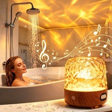 Shower Light with Bluetooth Speaker, Waterproof Shower Lamp, Walnut Grain