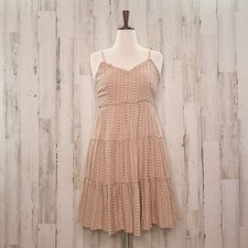 Sim & Sam Eyelet Tired Sundress Nude Pink L Boho Vacation Resort Cruise