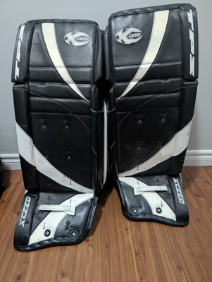 #ad Senior Goalie Pads TPS Xceed Black White Hockey Goaltending Gear C $60.97