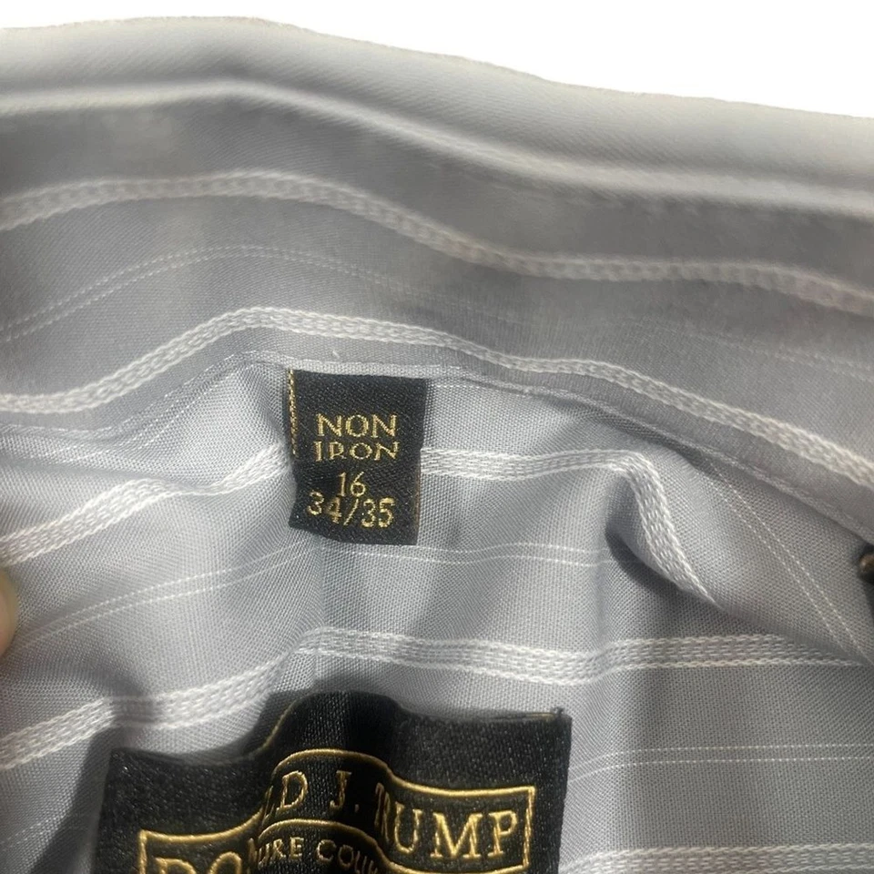 Donald Trump Signature Collection 16 34/35 French Cuff Pockets Gray white Stripe - Image 4 of 4