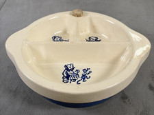 Vintage 1950's Excello Ceramic Blue Bears Baby Food Dish Warmer Bnfts Charity