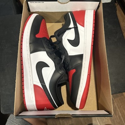 Nike Air Jordan 1 Low Bred Toe 2.0 Black Red Shoes Men Size 13  New