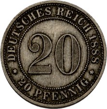 Deutsches Reich 20 Pfennig 1888   6,2g Original  Münze #TOW124