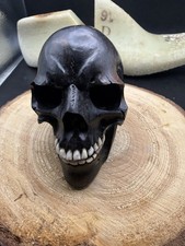 hand carved wooden skull Black Wood