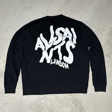 ALLSAINTS LONDON Men  s SZ M Black Bones Pullover Sweatshirt Crewneck
